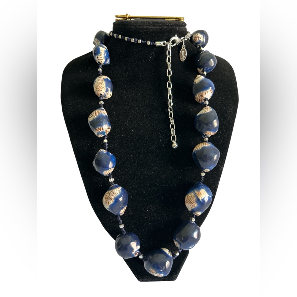Chico's Multi Colored Beaded Silver Tone Necklace